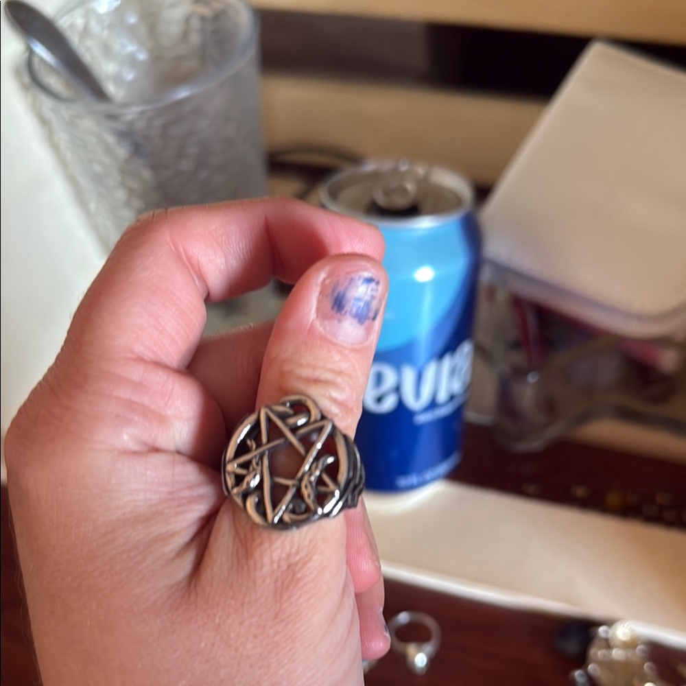 Killstar Silver Pentagram Ring - image 4